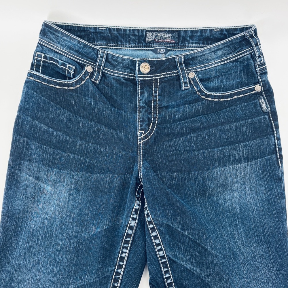 VTG Silver Jeans Co Suki Women's 14 Dark Wash Contrast Stitch Denim Y2K